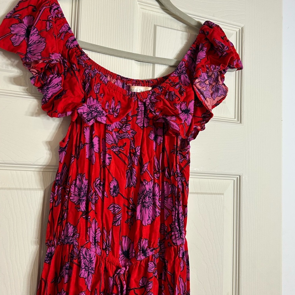 Floral Red and Purple Maxi Dress